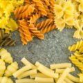 pasta mix ordered on a stone table